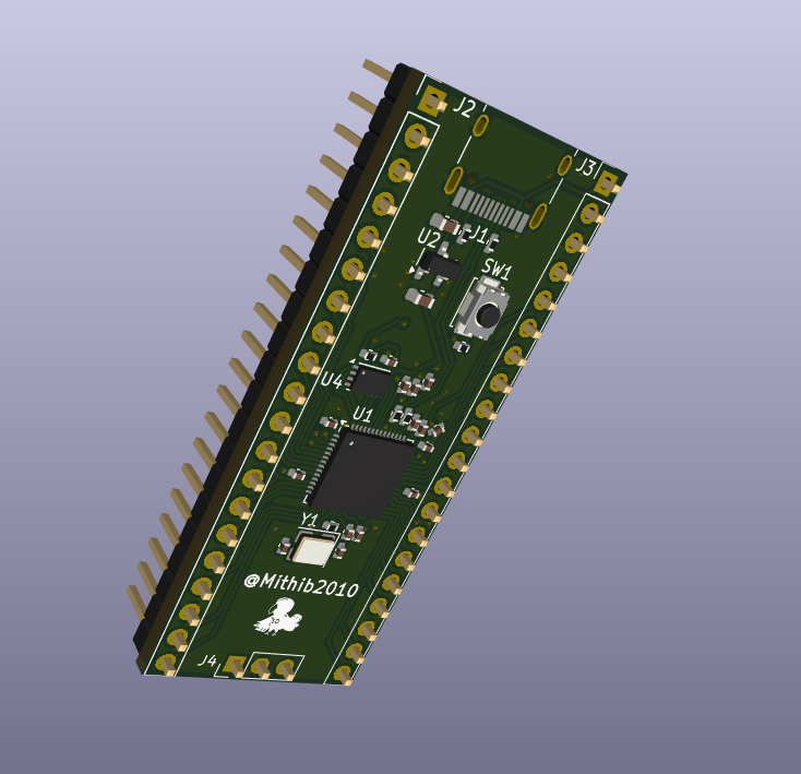 Custom RP2040 development board render