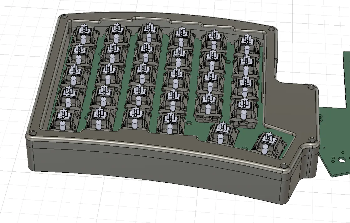 Wireless split keyboard CAD render